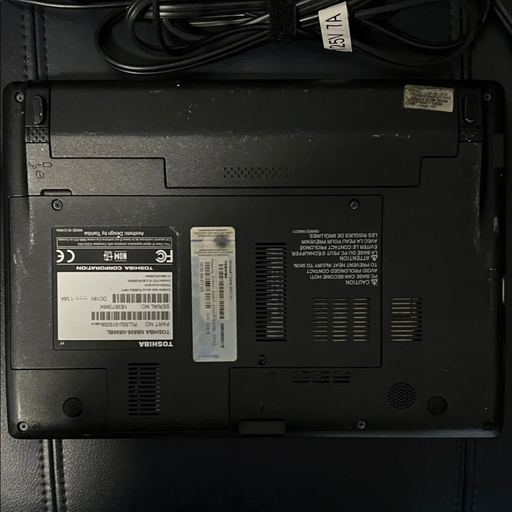 Toshiba Small Laptop with Power Adapter